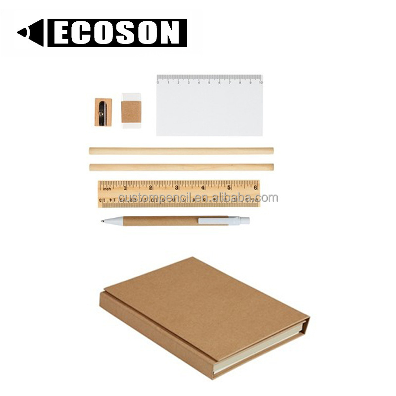 2024 Factory Custom Eco Friendly Notebook Set Gift Box Triple Folding Notebook Gift Set with Pencil Sharpener Pen Ruler Notes