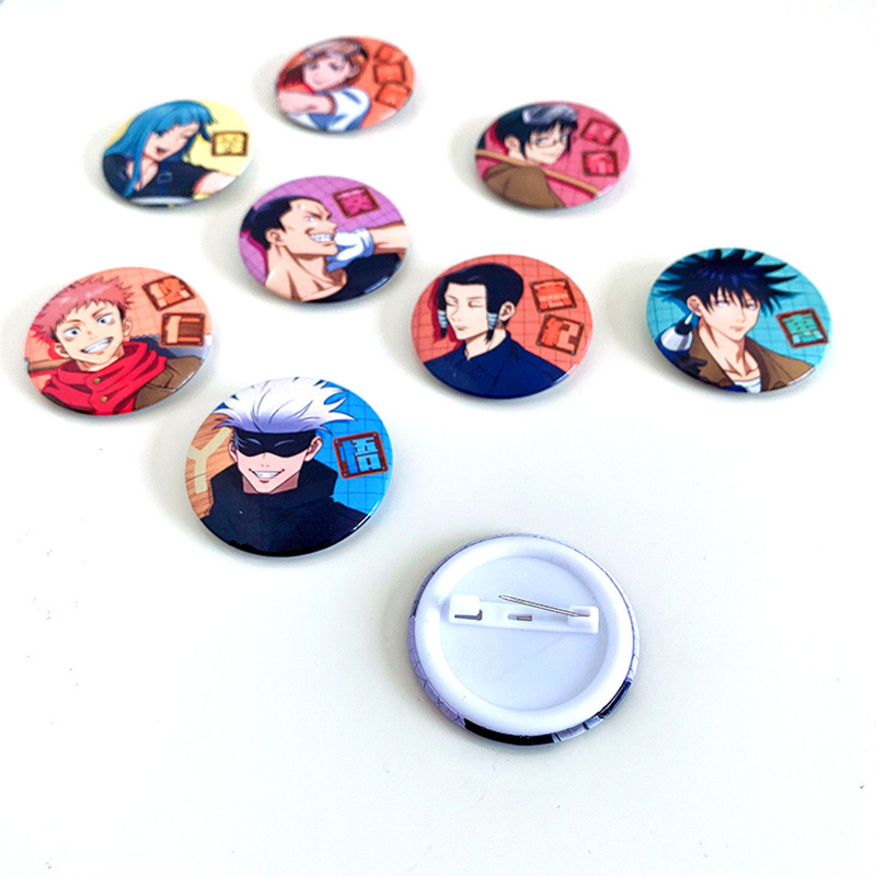 Custom made size 32mm 37mm 44mm 58mm circle tin button pin metal tinplate button anime badge