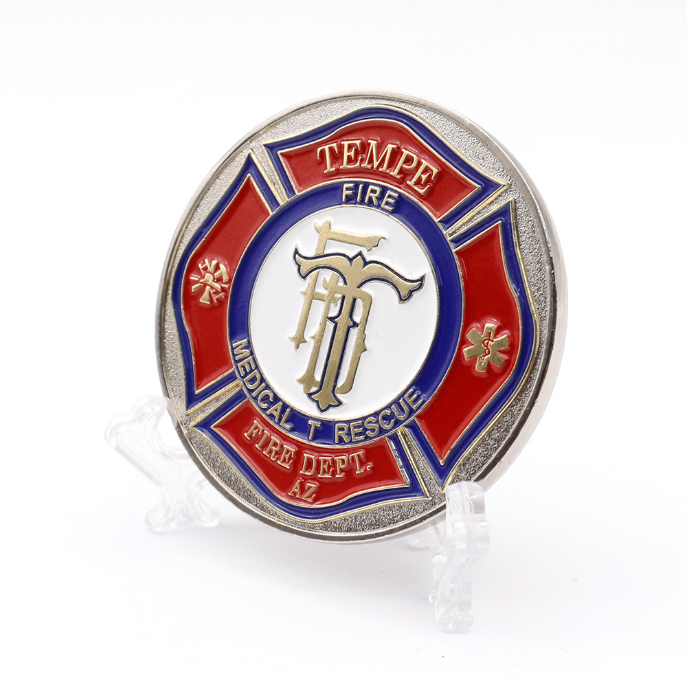 No minimum custom metal 3d soft enamel fire dept rescue honor firefighter challenge coins