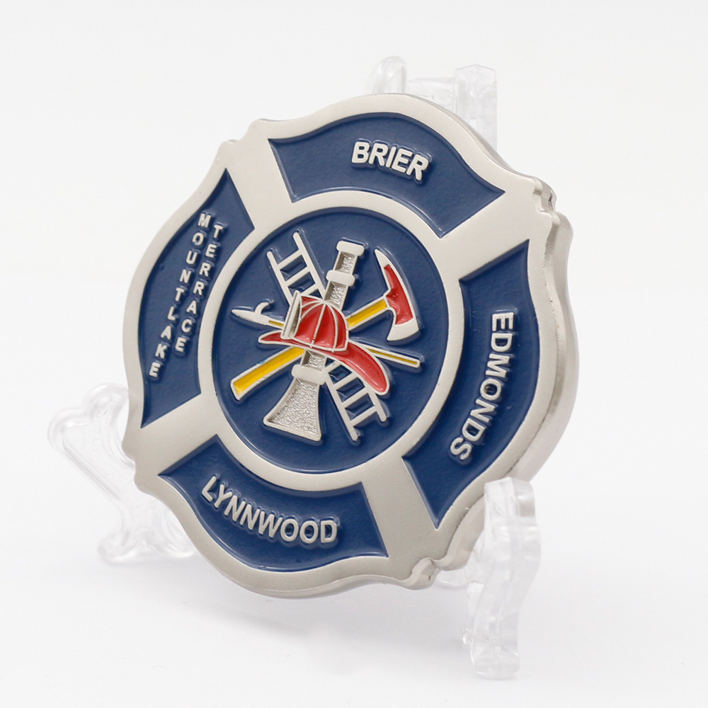 No minimum custom metal 3d soft enamel fire dept rescue honor firefighter challenge coins