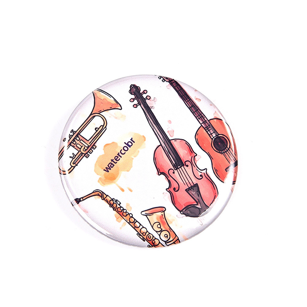 Cheap metal tin tinplate musical instrument button pin custom sublimation rock band music button badge