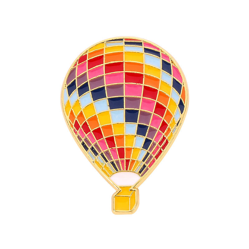 Decorative custom travel souvenir brooch lapel pin badge metal enamel hot air balloon pin with gold plated