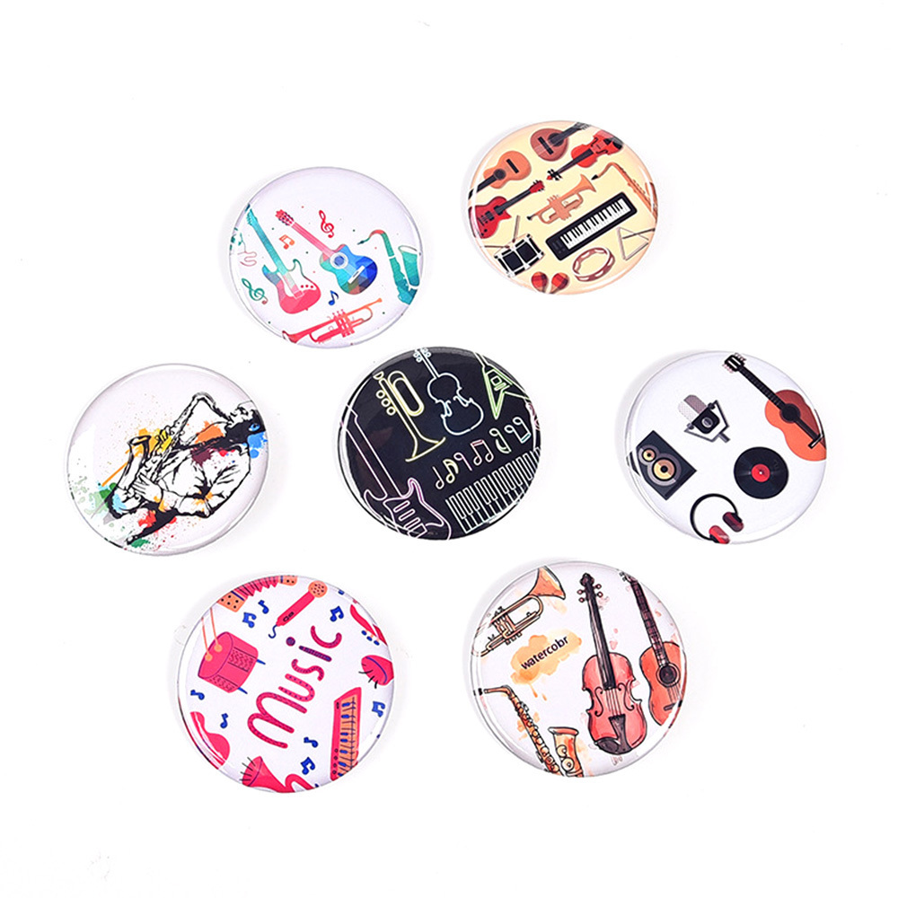 Cheap metal tin tinplate musical instrument button pin custom sublimation rock band music button badge