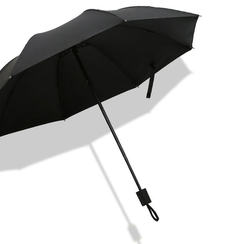 AI-MICH High Quality Full Fiberglass Black Umbrella Windproof With Wooden Handle 28 Inch 2 Fold Cheap Hot Sale Folding Umbrella