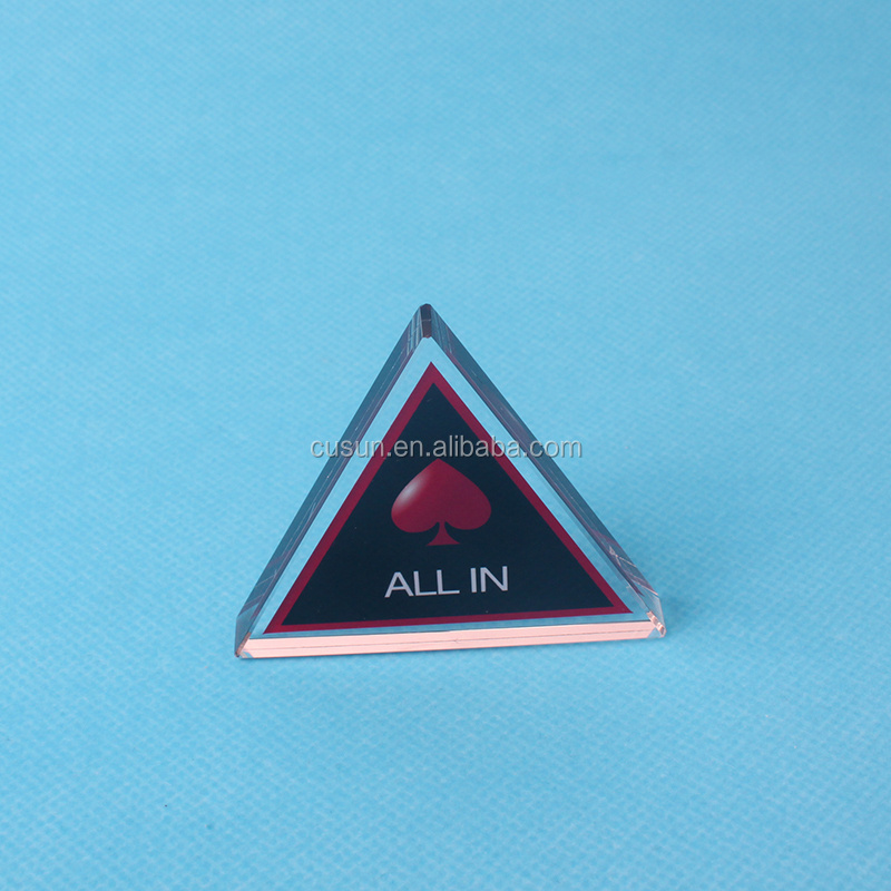 2020 New design Poker gambling products casino accessories all in button Acrylic triangle all in poker chip