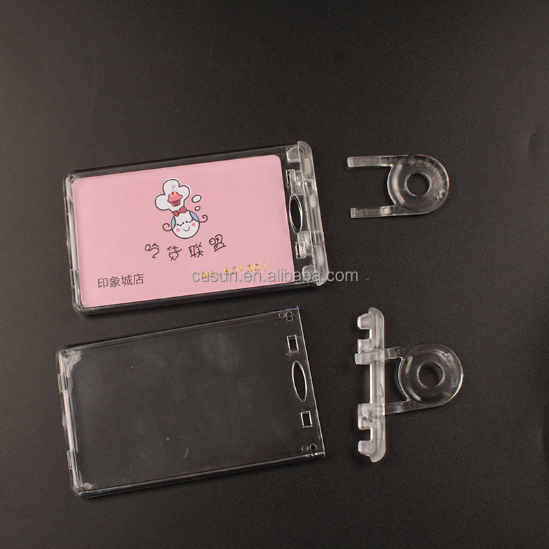 Customized transparent hard plastic card name holder business card case