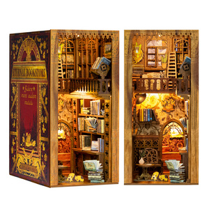 Cutebee Hot Selling 3D Wooden Puzzle  Diy Miniature Dollhouse Eternal Bookstore Book Nook Kit  for Christmas Gifts