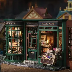 2023 New Design 3D Wooden Puzzle Magic House Miniature Model Doll House with Touch Light Used as Christmas Gifts