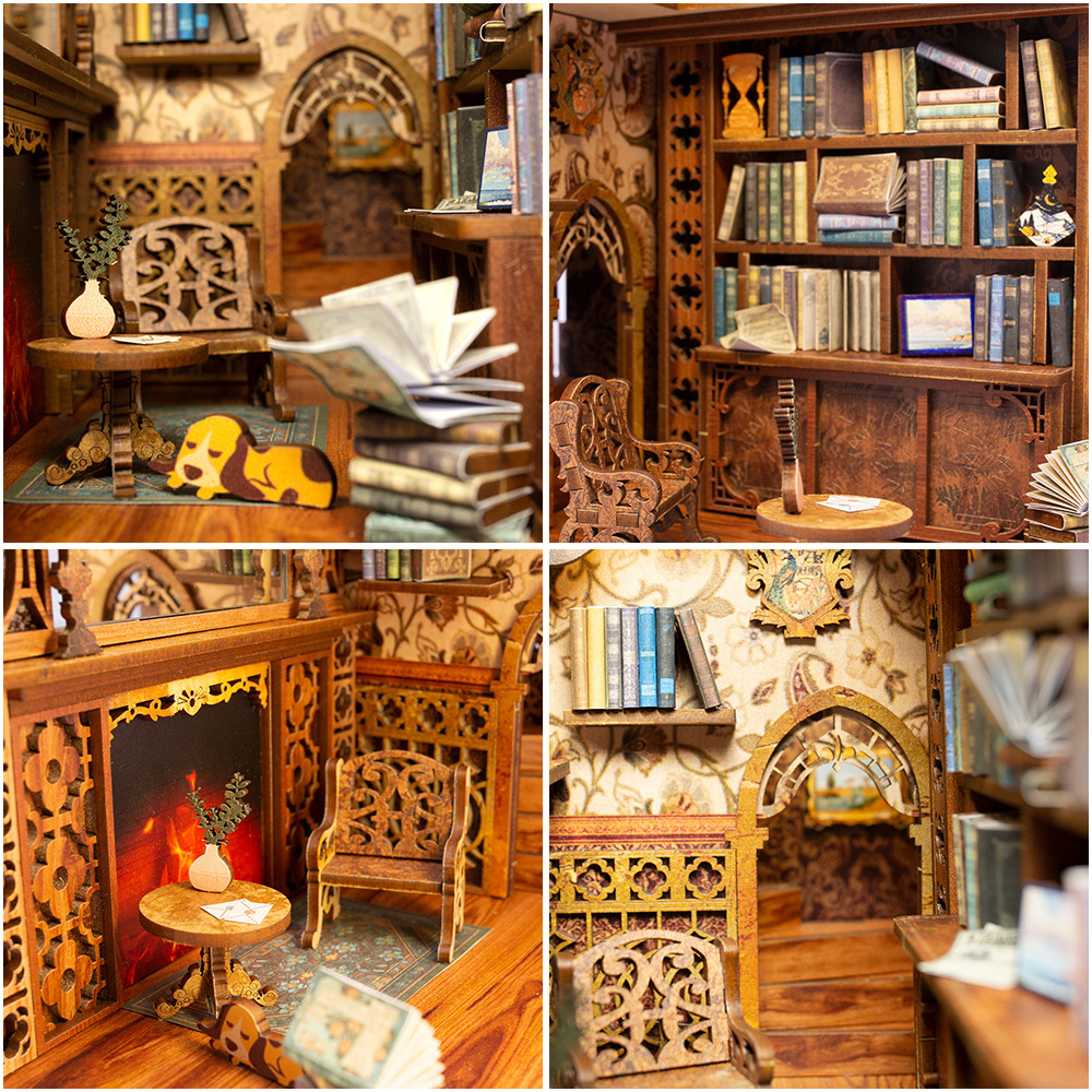 Cutebee 3D Wooden Puzzle with Touch Light Eternal Bookstore Model Building Book Nook Kit for Decoration