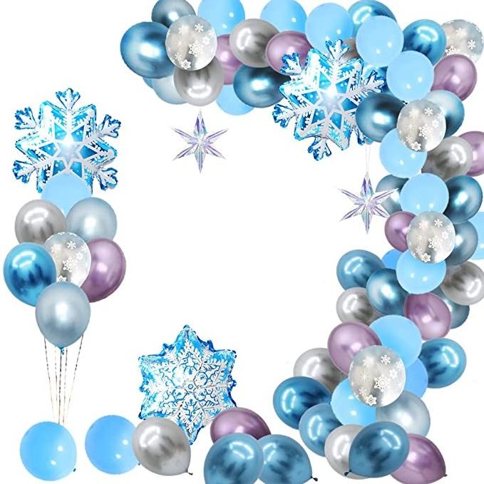 LEMON Frozen Blue Balloons Arch Garland kit Snowflake Winter Wonderland Christmas Snow Princess Birthday Party Decorations