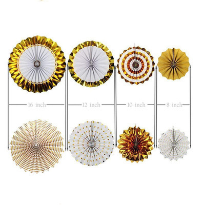 LEMON Gold and White Paper Fan Flowers Confetti Balloons Birthday Hanging Party Decorations Supplies for Wedding Decorations