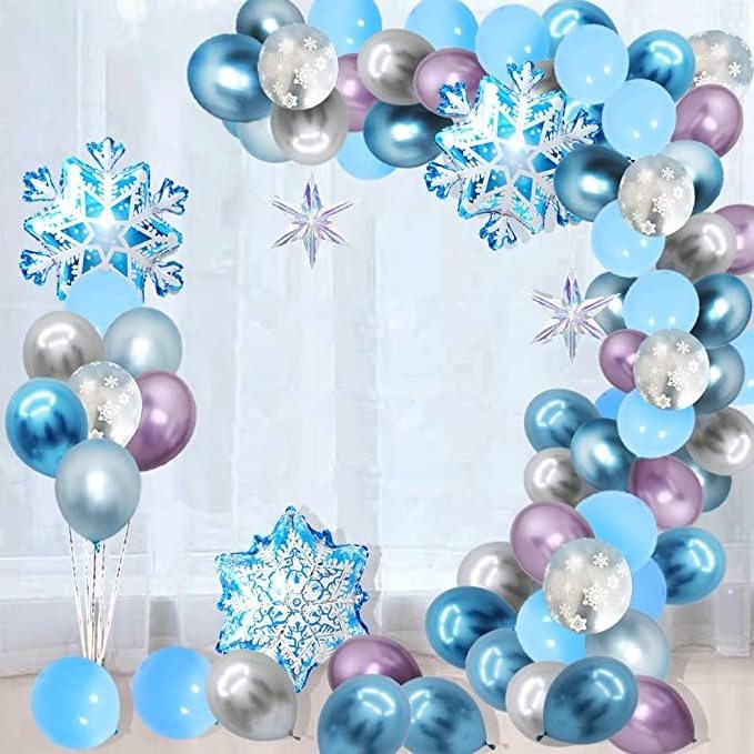 LEMON Frozen Blue Balloons Arch Garland kit Snowflake Winter Wonderland Christmas Snow Princess Birthday Party Decorations