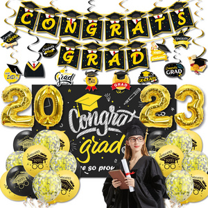 LEMON 2023 graduation season balloon set graduation banner snail flag hanging decoration hanging decoration tag party decoration