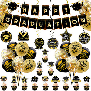 LEMON Graduation Party Decorations 2023 Congratulation Graduation Banner  Cupcake Toppers Balloons Globos Party Supplies