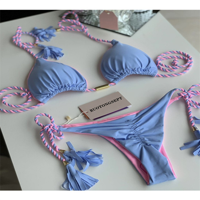 CUTENOVA  23BK062102 Trending High Quality Sexy Contrast Color Spliced Summer Beach wear String Sexi Bikinis Set