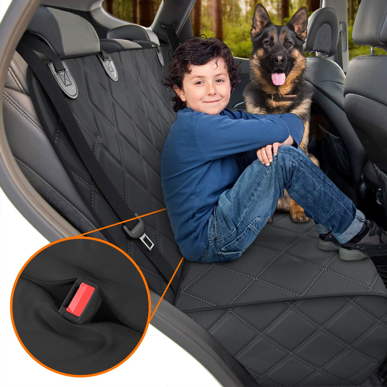 Washable Waterproof Durable Scratch Proof Non slip Dog Car Protector Back Seat Bench Dog Car Seat Cover for Cars Trucks & SUVS