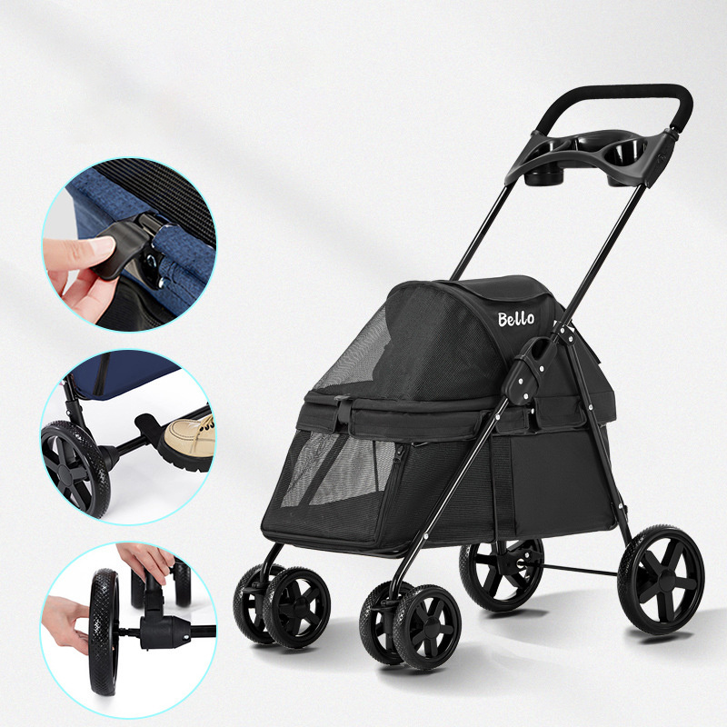 Baby stroller carrier foldable portable dog cart new design wholesale premium pets outdoor travel trolleys