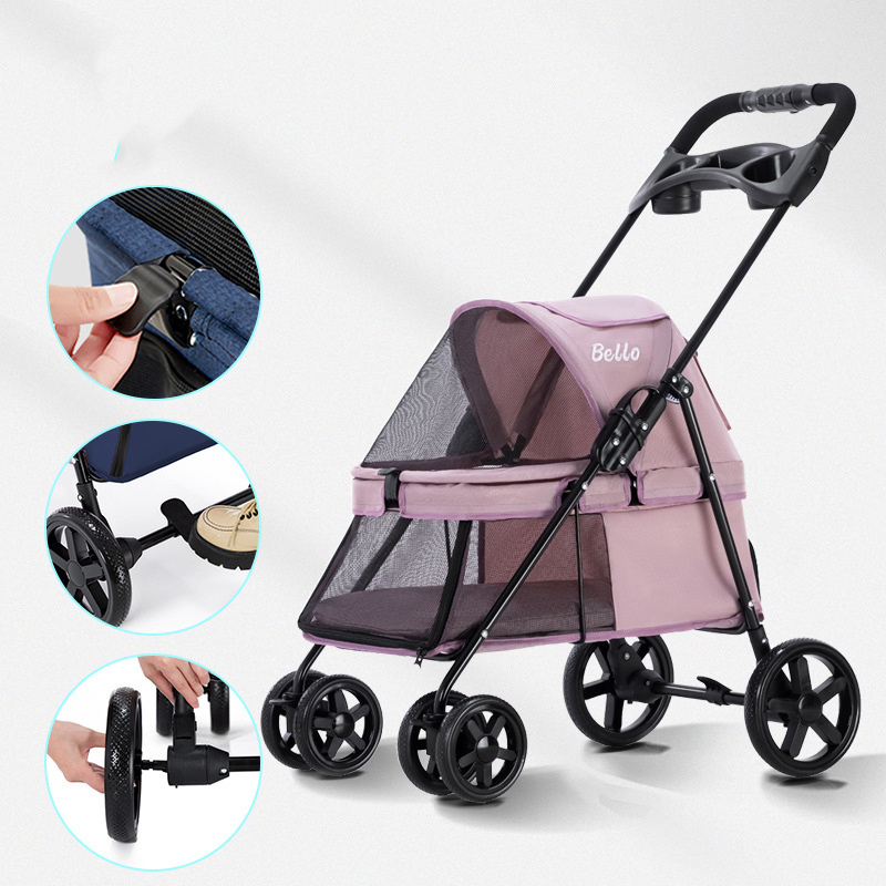 Baby stroller carrier foldable portable dog cart new design wholesale premium pets outdoor travel trolleys