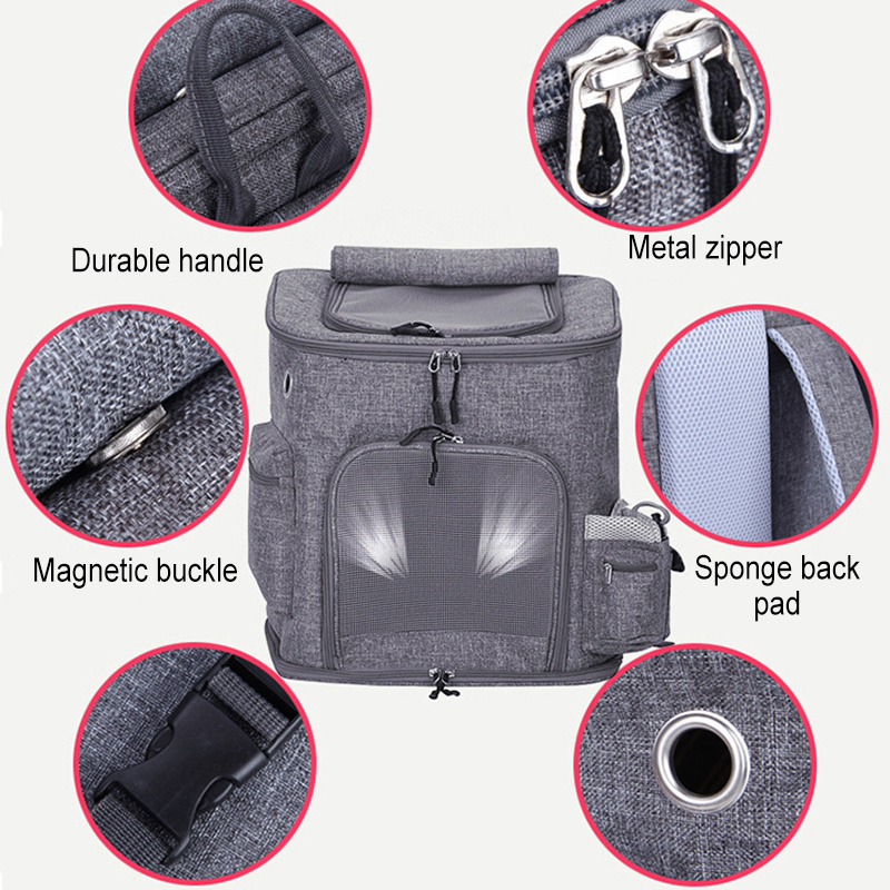 Safety Features and Cushion Back Support travel foldable hiking Pet dog Carrier Backpack for Large/medium/Small Cats and Dogs