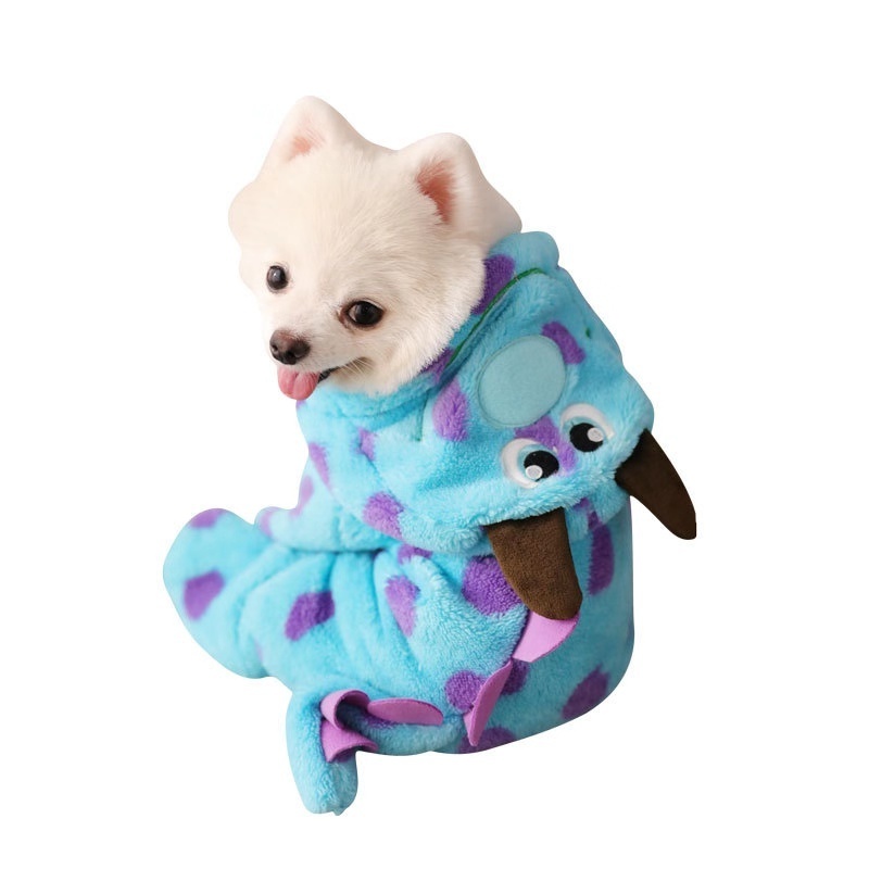 Pet Clothes Cute Funny Dinosaur Costumes Coat Winter Warm Fleece Clothing For Small Dogs Puppy Dog