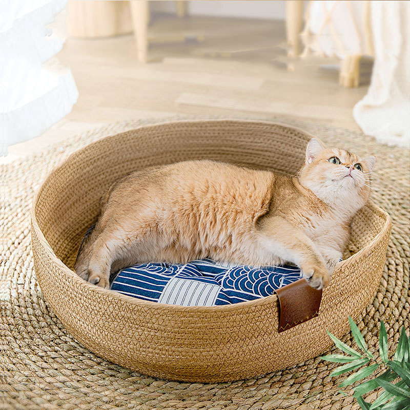 New Spring and Summer Cat Nest Made of Rattan Japanese Paper Cat Nest Four Seasons Universal Dog Mat Pet Supplies