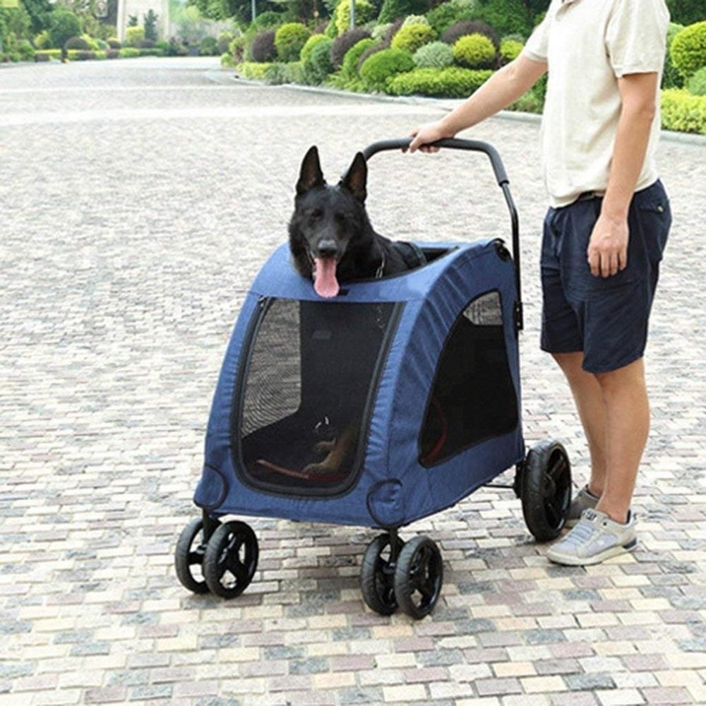 Disabled Dog Assisted Vehicle Carrier Injured Dog Scooter Stroller Outing Folding Cart 4 Wheels Outdoor Travel Pet Dog Stroller