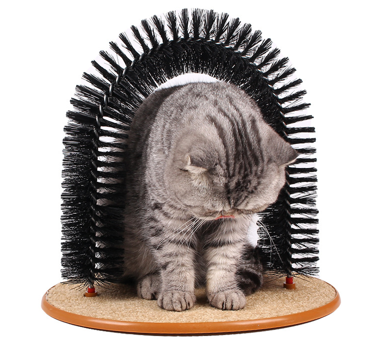 Cat Scratcher and Grooming Arch: Self Groomer and Massager with Catnip Perfect for Playing and Scratching