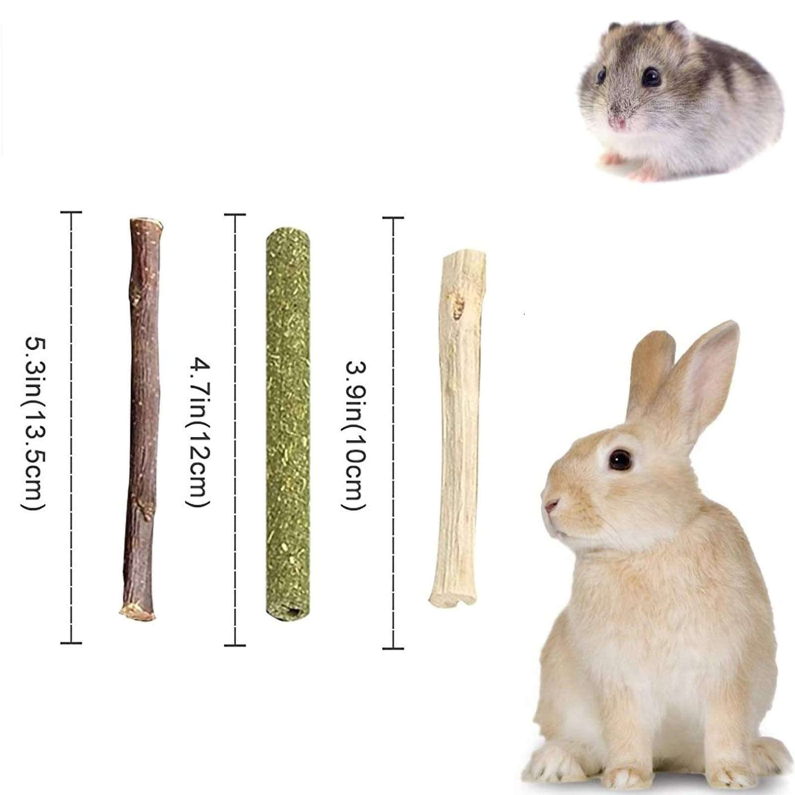 Natural Wood Snack  Apple Sticks Timothy Hay Sticks Sweet Bamboo Chinchilla Guinea Pig Gerbil Bunny Hamster Chew Toys