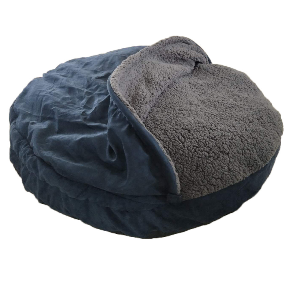 Wholesale Pet Accessories Washable Cozy Snoozer Luxury Cat Bed Large Round  Snuggery Blanket Burrow Dog Cave Bed