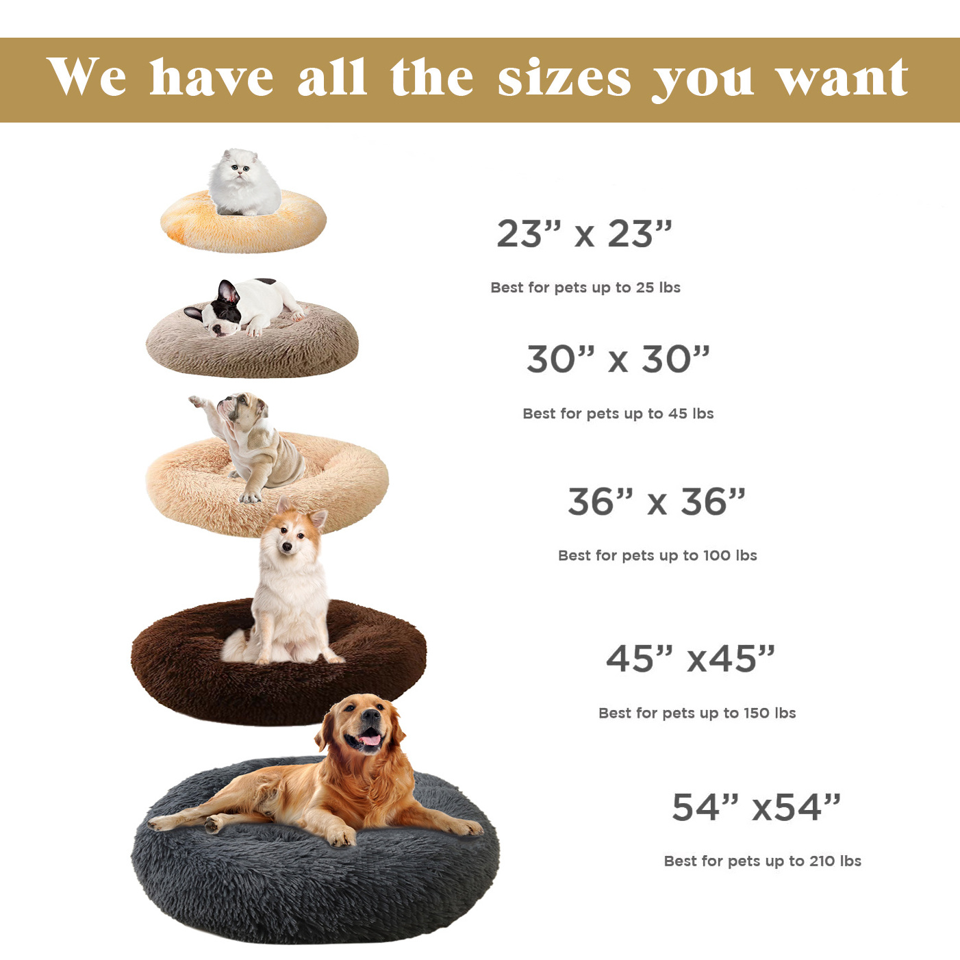 Faux Fur Comfortable Washable Soft Donut Pet Dog Cat Bed for Large dog Warm Round Customized Calming Fluffy Plush Pet Dog Bed