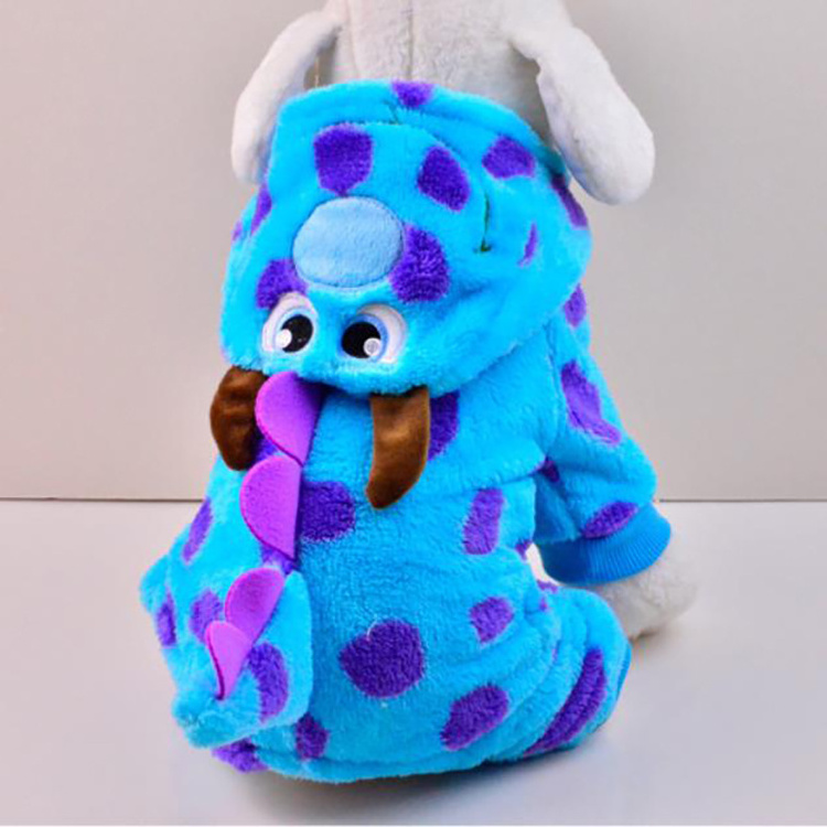 Pet Clothes Cute Funny Dinosaur Costumes Coat Winter Warm Fleece Clothing For Small Dogs Puppy Dog