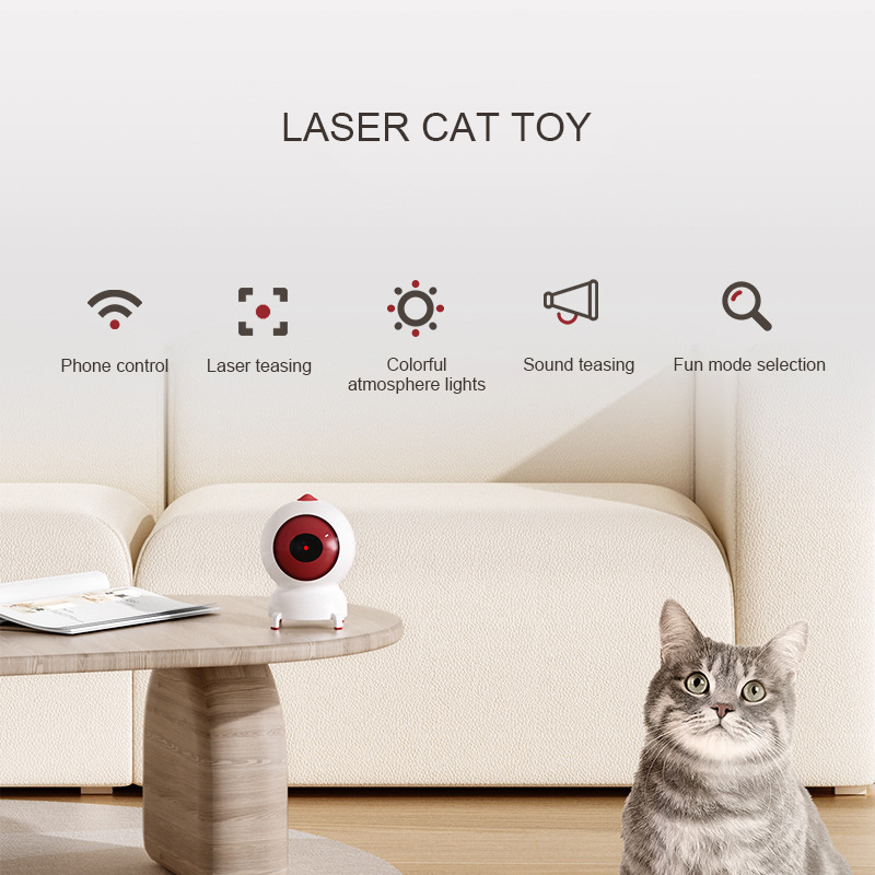 Automatic Cat Laser Toy Rechargeable Cat Interactive Red Laser Pointer Chaser Toys 360 Degree Pet Cat Toy