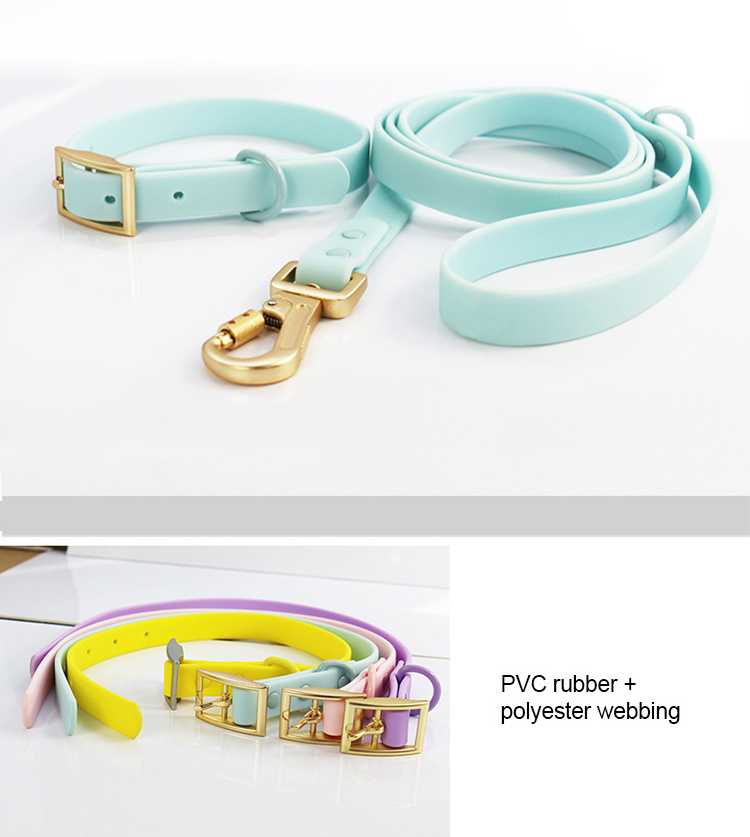 Hot Selling Customs Dog Luxury Rubber Silicone Heavy Duty Waterproof Durable Pvc Dog Collar And Leash