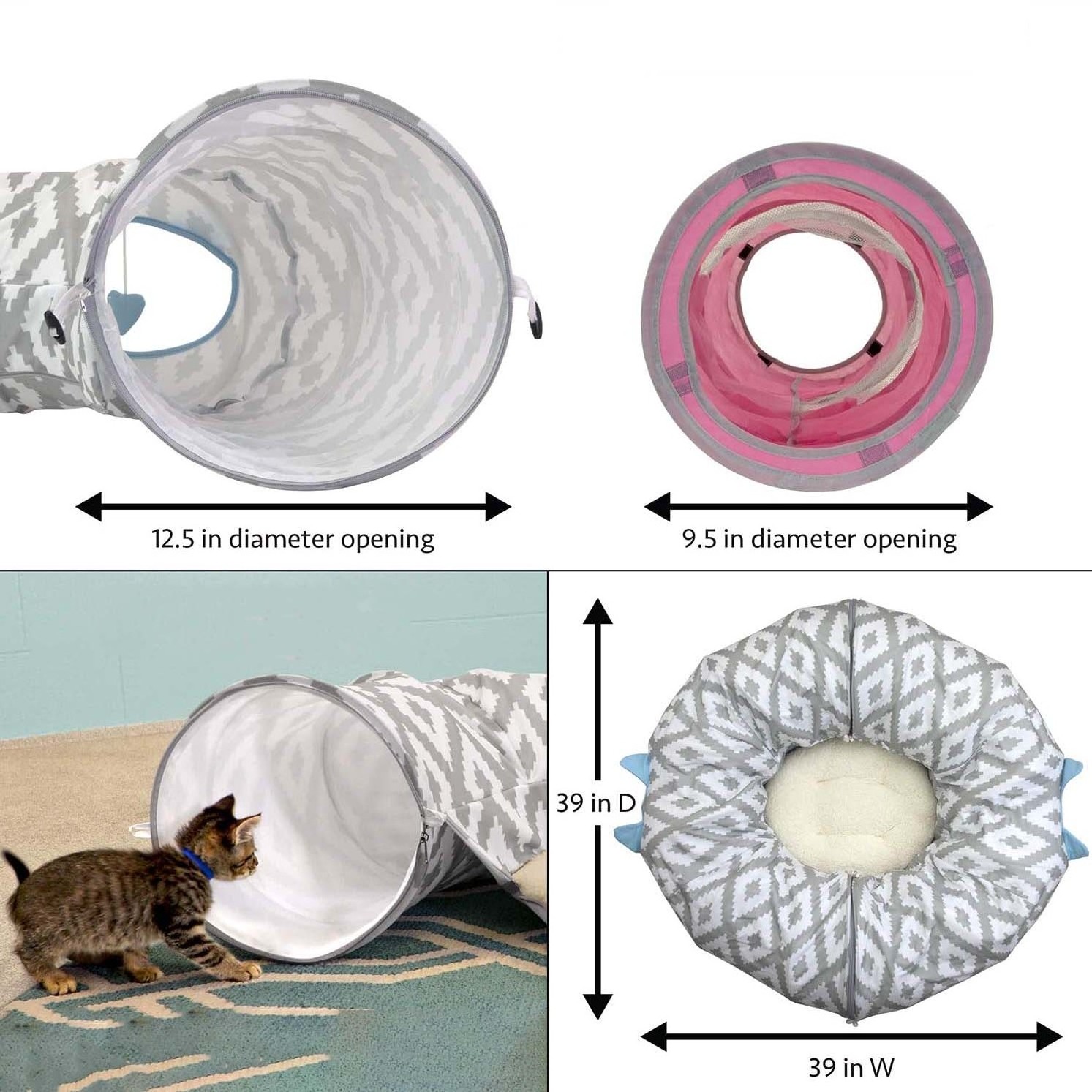 Outdoor Toys with Tunnel Tunnels for Cat 5 Way Toy Funny Bed Pet Tent 2 Holes Kitty City See Through Cats Tunnel