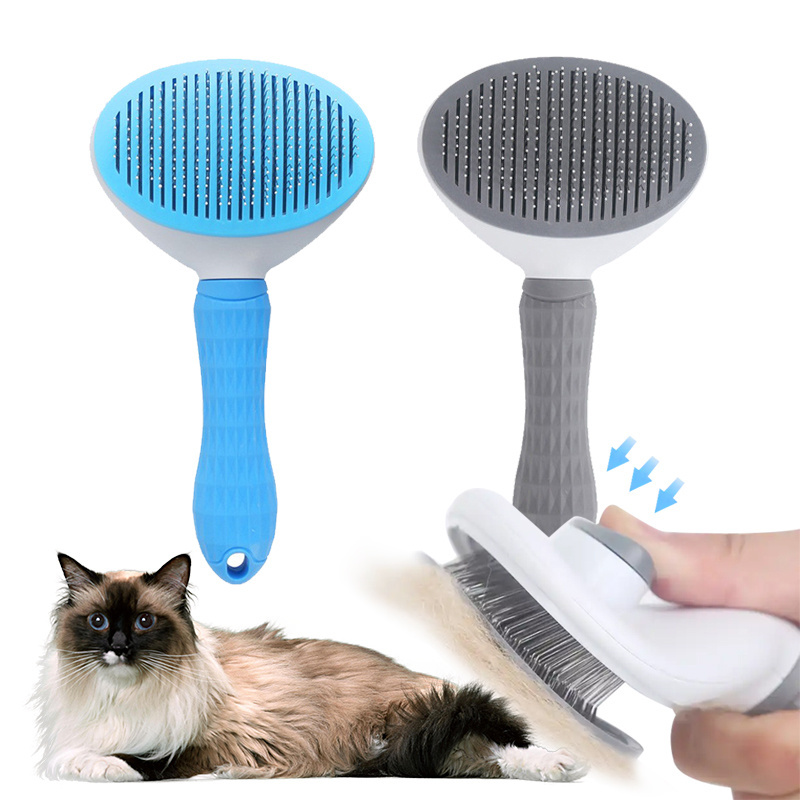 Dog and cat hair one key remove hair comb pet massage shedding remover grooming pet self cleaning cat brush