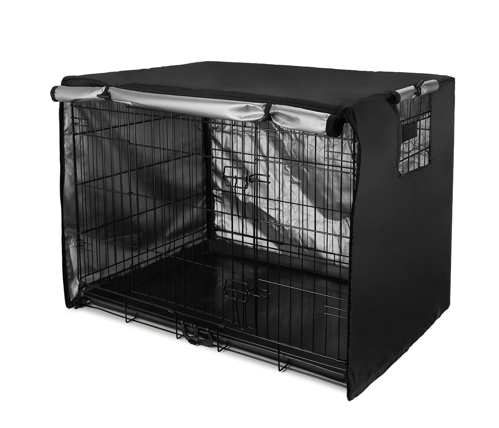 Double Door Dog Crate Cover Waterproof Durable Lightweight Pet Kennel Cover Protection Cage Covers for Dog Crates Black