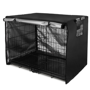 Double Door Dog Crate Cover Waterproof Durable Lightweight Pet Kennel Cover Protection Cage Covers for Dog Crates Black