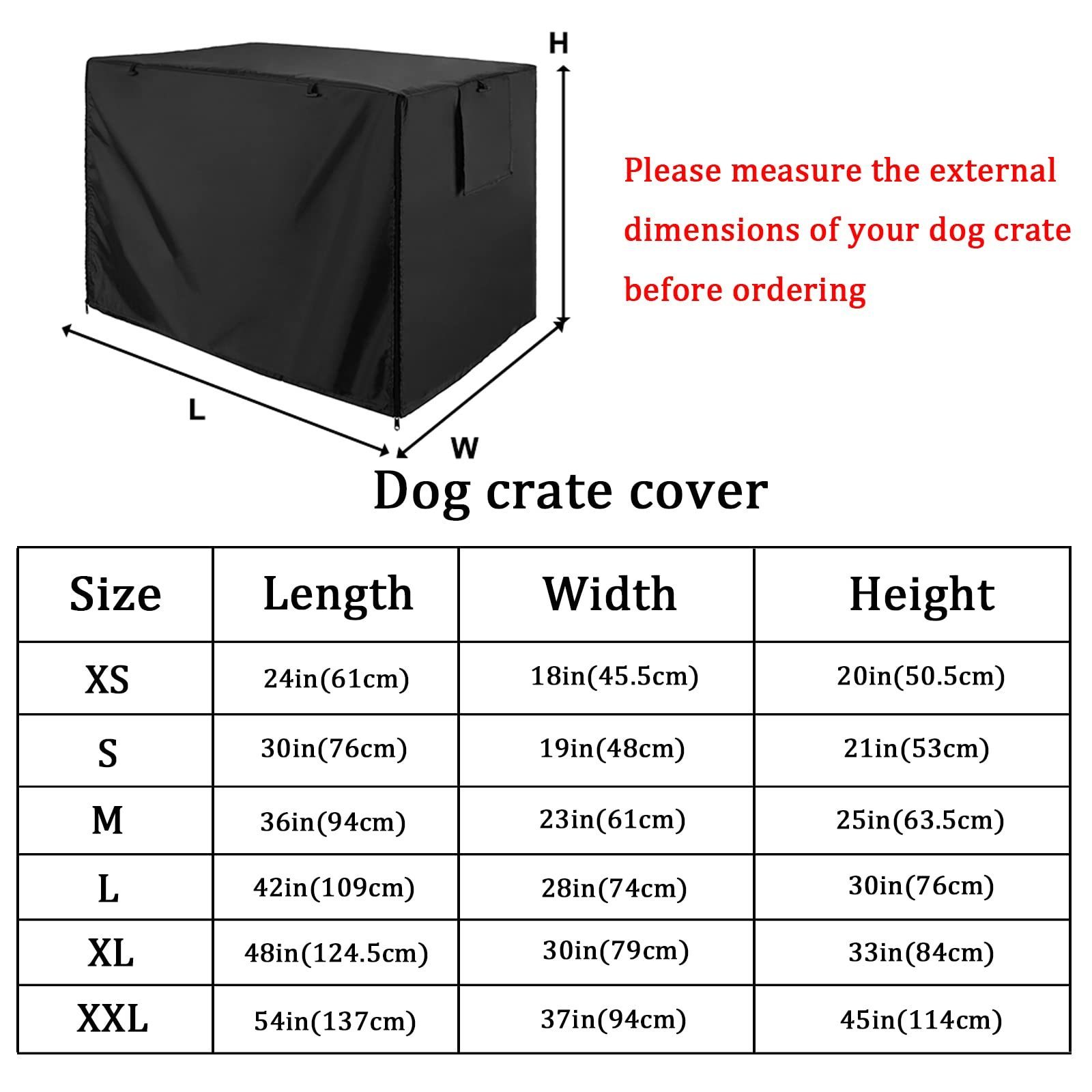 Double Door Dog Crate Cover Waterproof Durable Lightweight Pet Kennel Cover Protection Cage Covers for Dog Crates Black