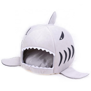 Washable Shark Pet Beds Cave Bed for Small Medium Dog Cat with Removable Cushion