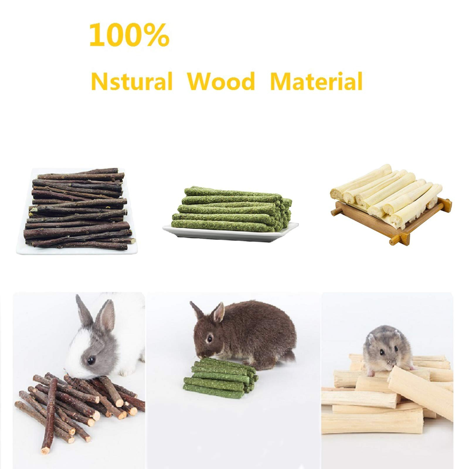 Natural Wood Snack  Apple Sticks Timothy Hay Sticks Sweet Bamboo Chinchilla Guinea Pig Gerbil Bunny Hamster Chew Toys