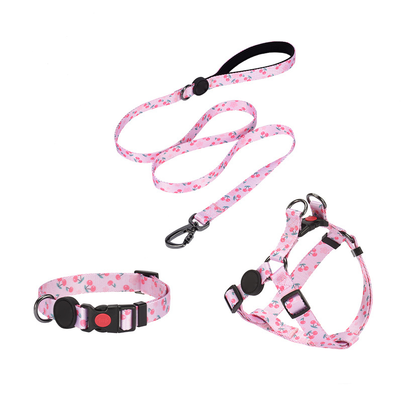 Custom Waterproof Adjustable Soft Comfortable Print Backpack Pet Dog Leash Collar And Dog Harness Set