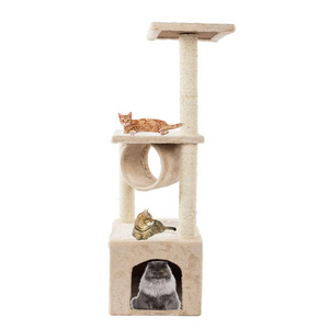 Luxury Outdoor Cat Wooden Perch Condo Furniture Activity Trees Tower With Scratching Posts Cats Climber Tower Hammock Cat Tree