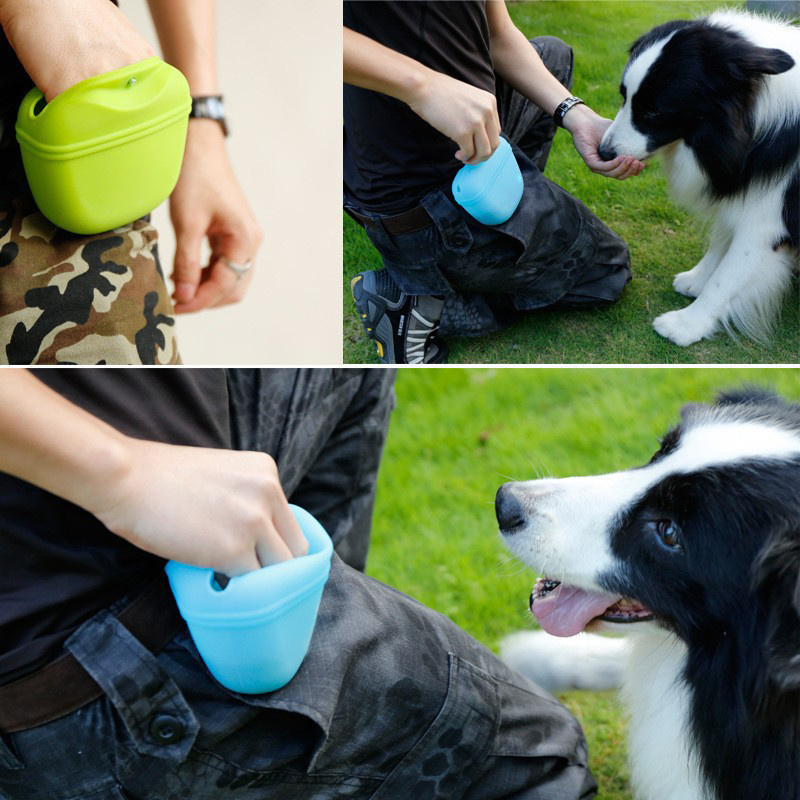 Hot Selling Outdoor Custom Logo Portable Food Grade Waterproof Silicone Dog Treat Pouch With Magnetic Closure