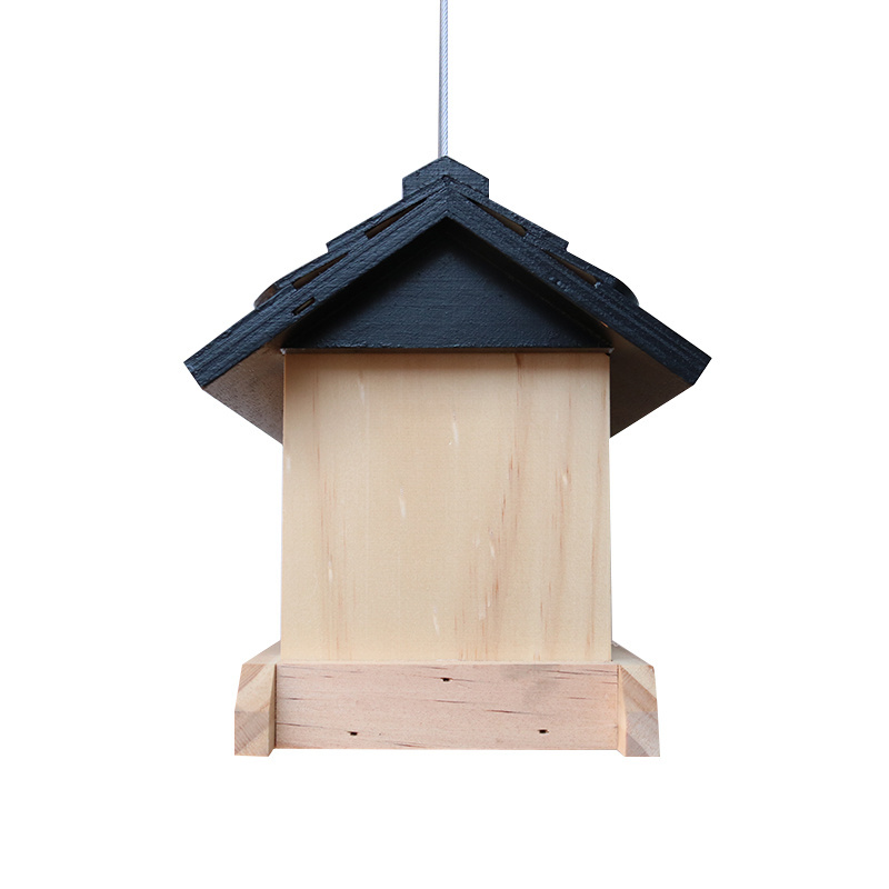 Wholesale Solid Wood Corridor with Rope Swing Sale Houde Decorative Bowl Decoration Wooden Window Bird Feeder