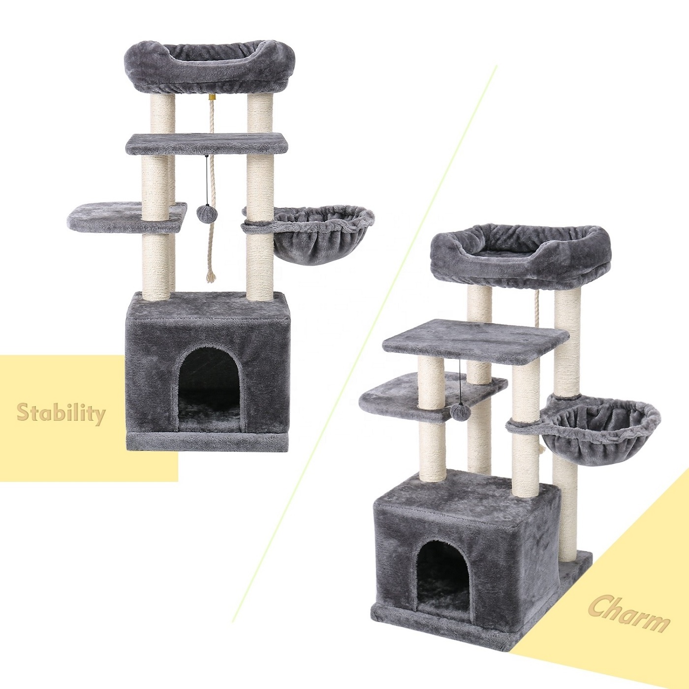 Canada Warehouse Modern Cat Tree Condo Tower With Scratching Post Spacious Perch Hammock