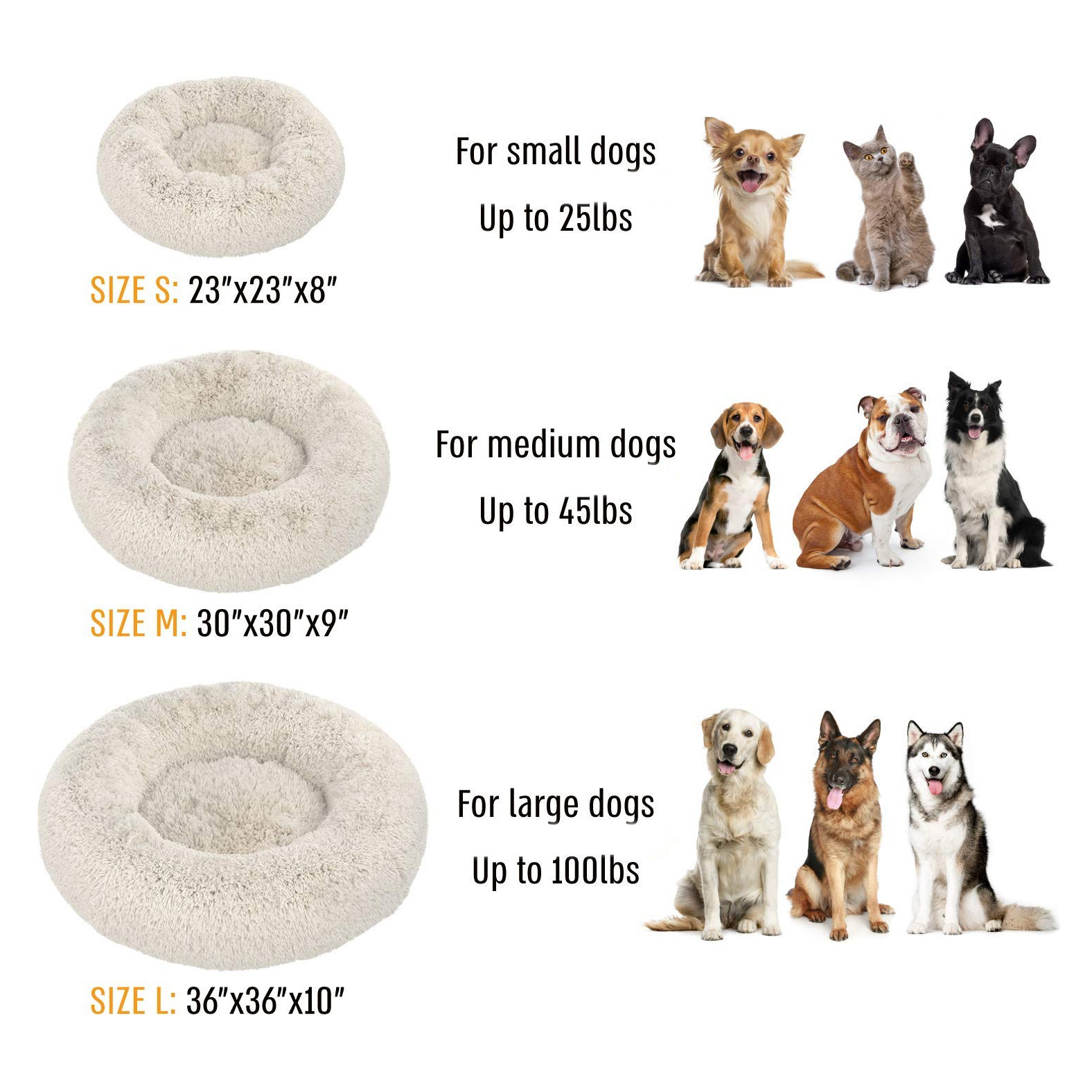 Soft Comfy Marshmallow Cuddler Fuzzy Plush Washable Anti Anxiety Calming Donut Pet Dog Bed for Dog Cat