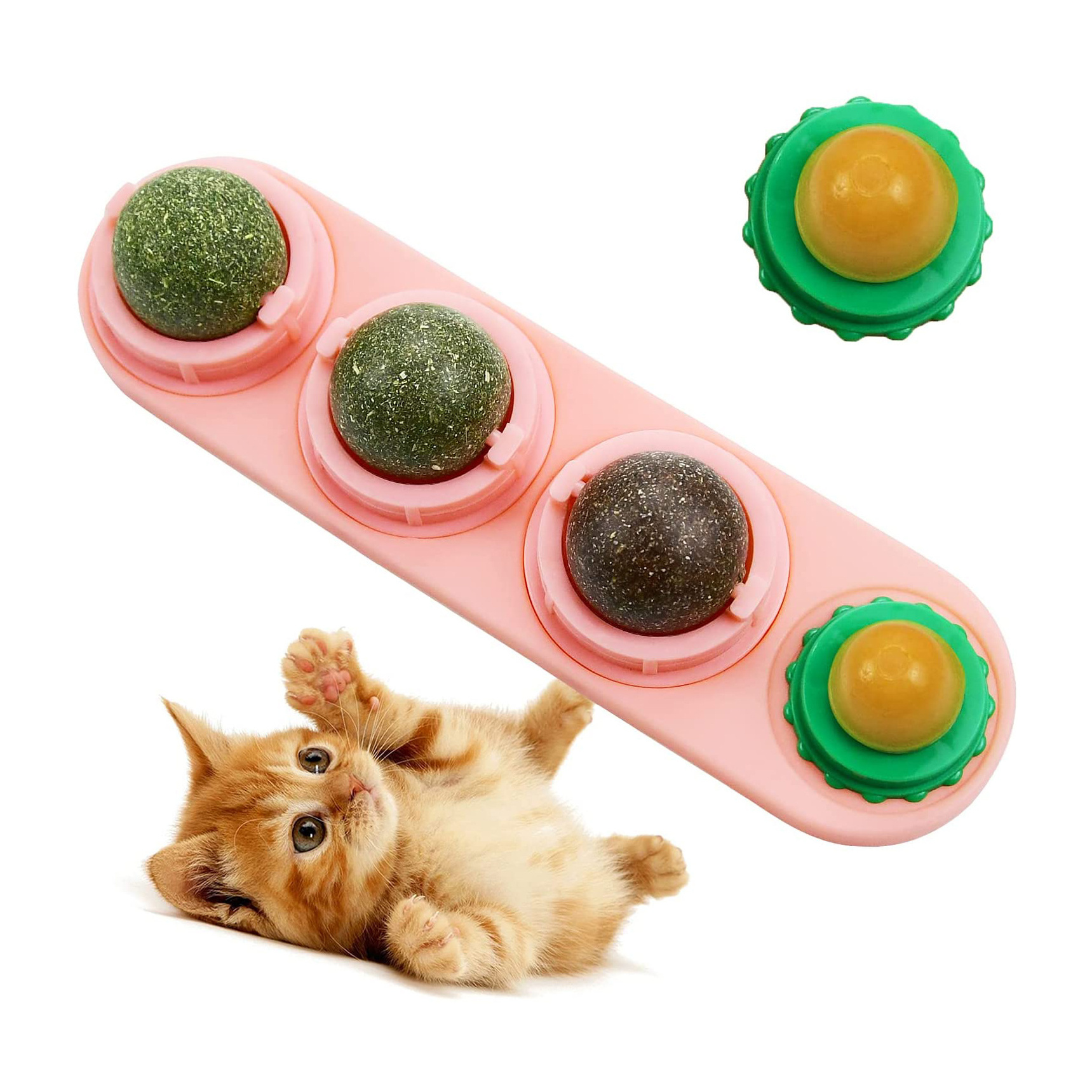 Safe Healthy Teeth Cleaning Dental Kitten Chew Toys Edible Kitty Toys Detachable Silvermine Balls Catnip Wall Cat Ball Toys