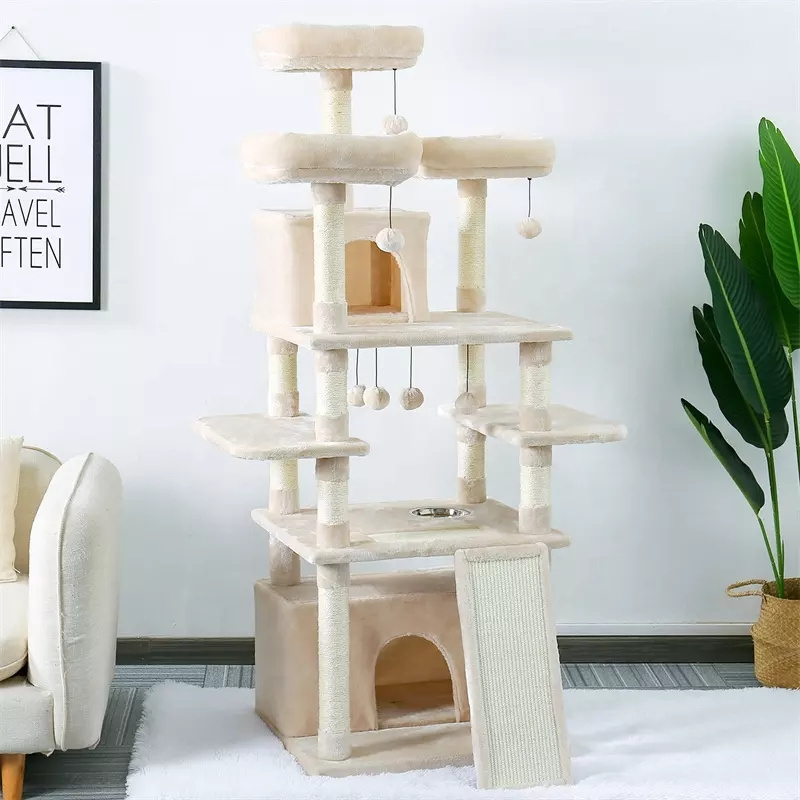 Modern Cat Tree Scratcher Cat Condo Tower Cat Activity Tree Grey