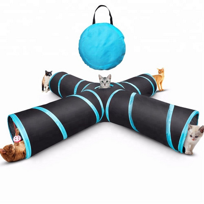 4 way cat tunnel cat toy tube with storage bag catnip toy for large cat dog indoor/outdoor use