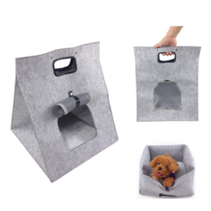 2-in-1Folding Portable Soft Felt Dog Cave Cuddler Bed Small Dog Cat Carrier Bag